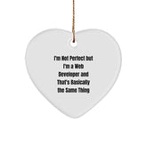 Funny Web Developer Gifts for Men - I'm Not Perfect Heart Ornament, Unique Christmas Memorable Present from Friends to Web Developers - Image 1